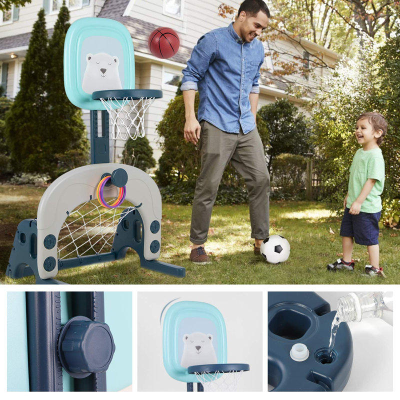 Freeport Park Bembry Adjustable Height 38cm W Plastic Toddler Basketball Hoop with Basketball(s) Included