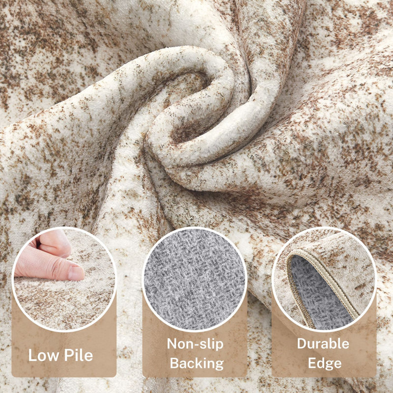 Washable Retro Abstract Rug, Stain Resistant Carpet for High Traffic Areas, Rectangle 10' x 12'
