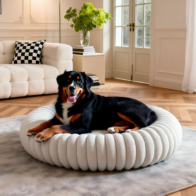 Lit pour chien Calming Donut, Grand (H 8 po x l 36 po x P 36 po), Blanc