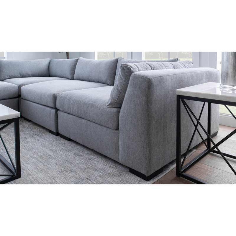 Thomas 136" Performance Fabric Modular Sectional, Gray Polyester Blend