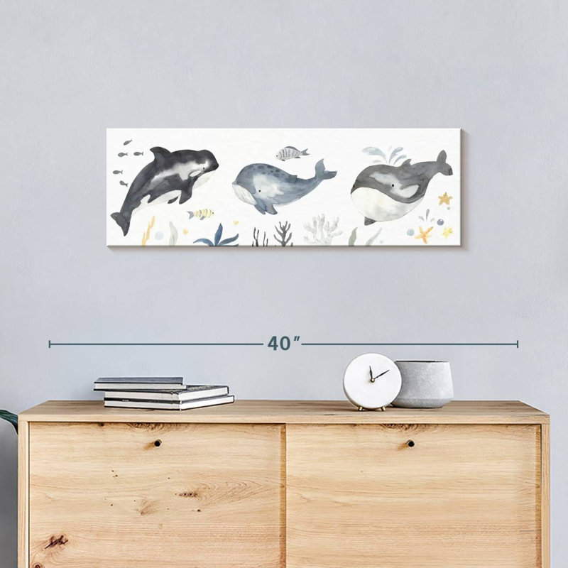 " Nursery Whales " by IvaCuddlyMural, 10" H x 30" W x 1.25" D