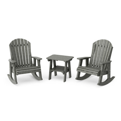 Heritage 3-Piece Adirondack Rocking Chair Set With Side Table