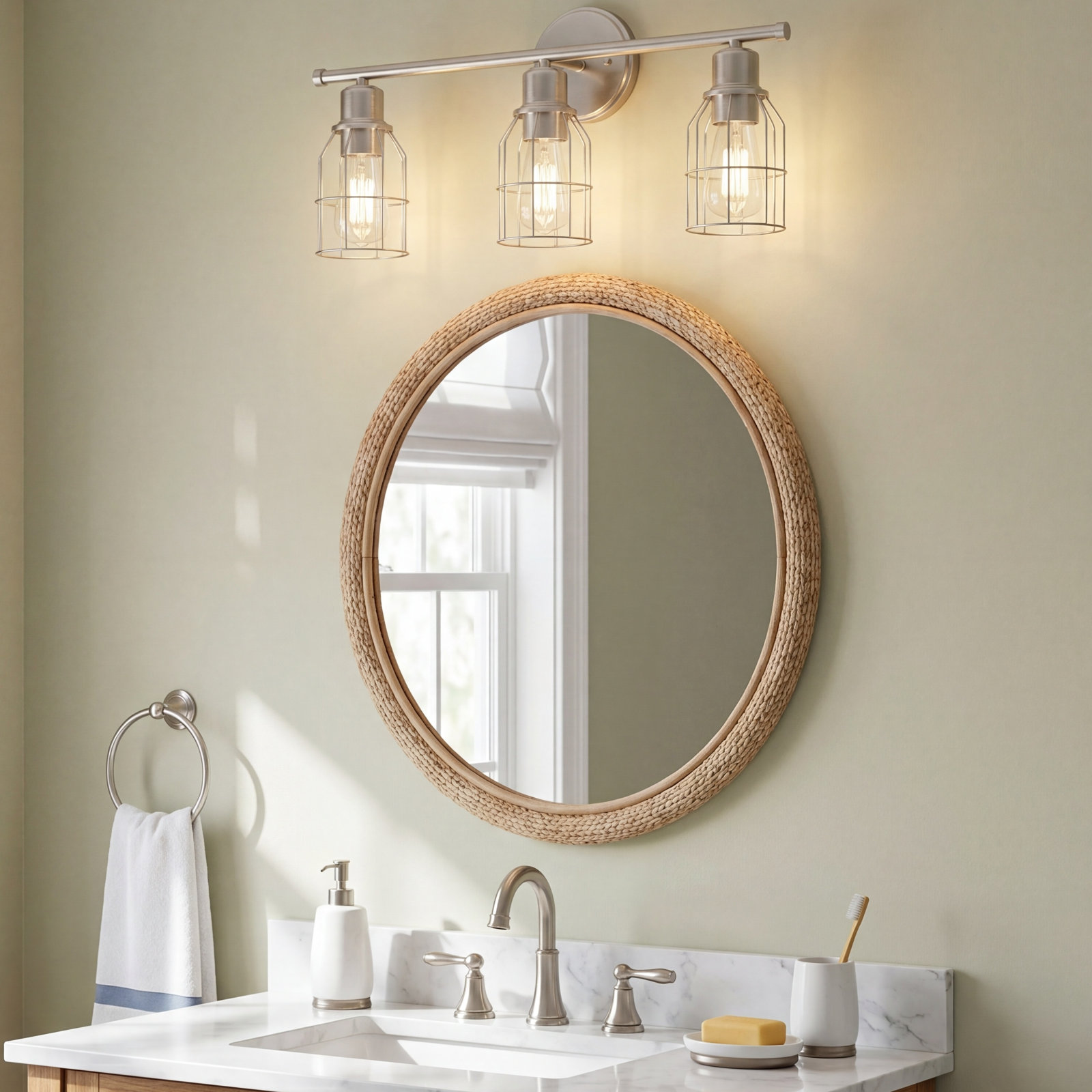 Romeo 3 Light Dimmable Vanity Light, Brushed Nickel