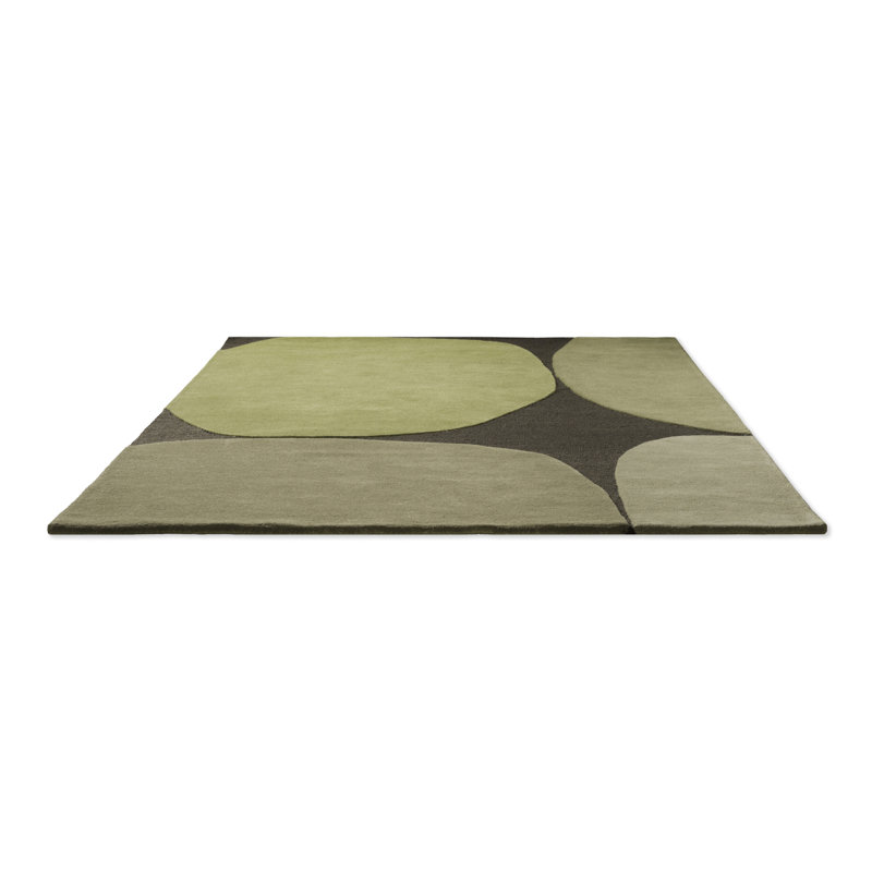 Large Green and Brown Wool Handmade Rectangular Area Rug