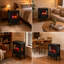 Cheminée électrique sur pied à effet flamme simulée, 3 couleurs de flamme, 750 W/1500 W, 5000 BTU, avec télécommande et minuterie 12 h