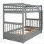 Lit plateforme superposé simple en bois massif avec échelle intégrée et tiroirs de rangement sous le lit, finition gris ardoise