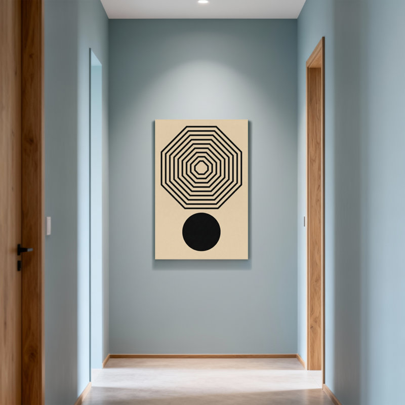 Motif octogonal géométrique tendance avec cercle central, H 24 po x l 36 po