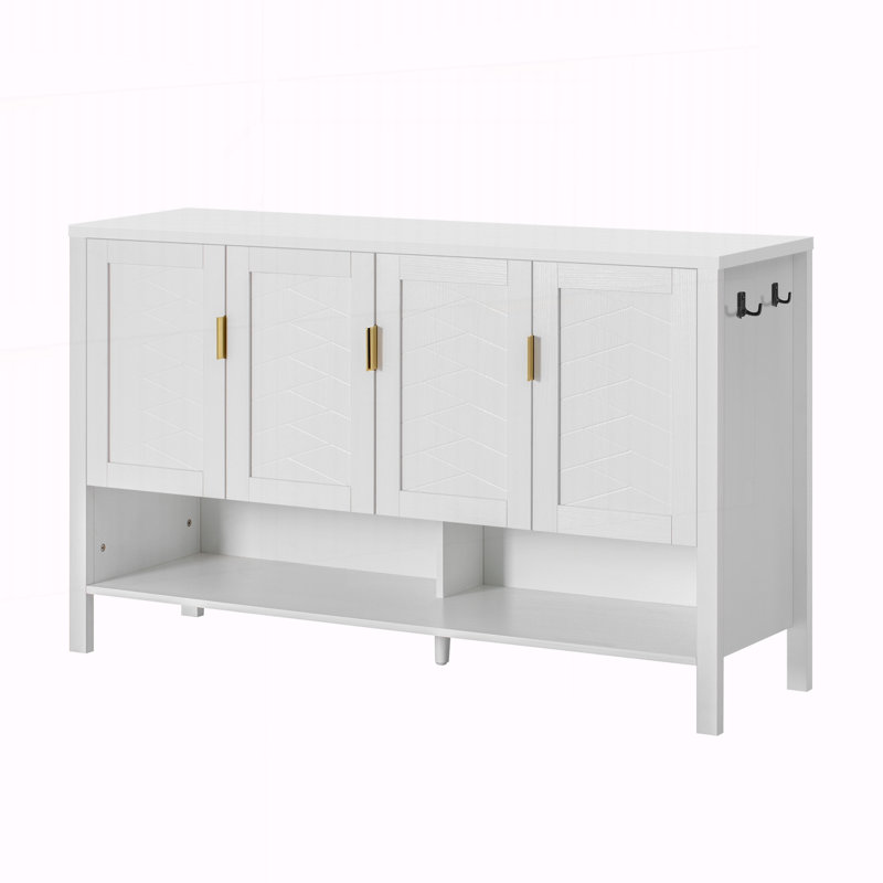 55.1'' Storage Sideboard with 4-Doors, Blanc