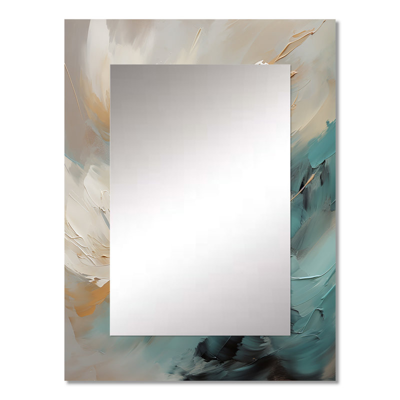 Wiechmann «Joy of Peace», peinture abstraite or bleu clair - peinture abstraite, miroir mural moderne unique, reproduction d'art en métal