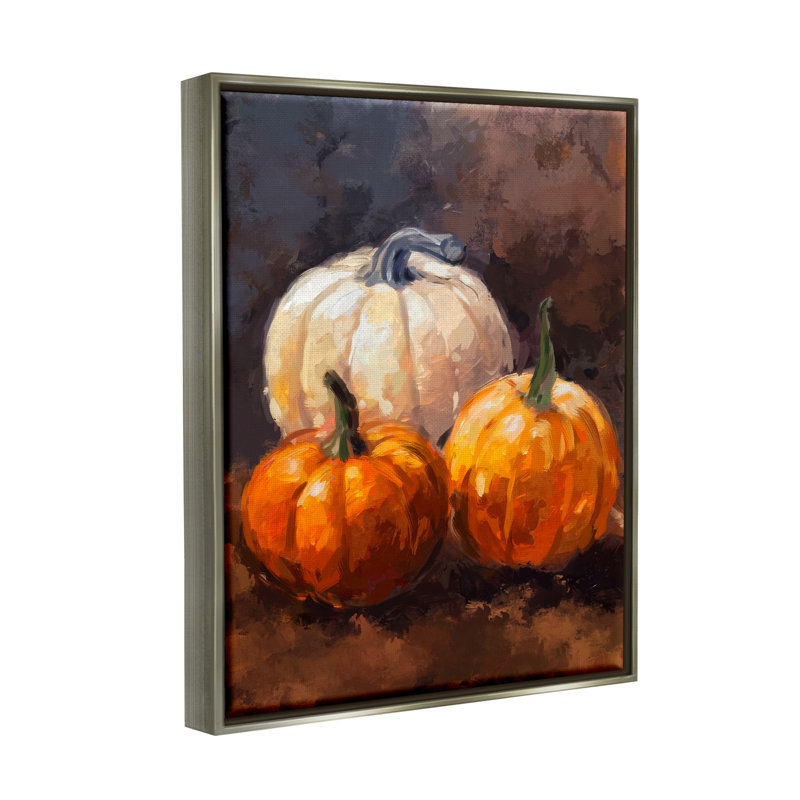 Ba-826-Floater Pumpkin Still Life, reproduction d'art sur toile, H 21 po x l 17 po x P 1,7 po, Gris