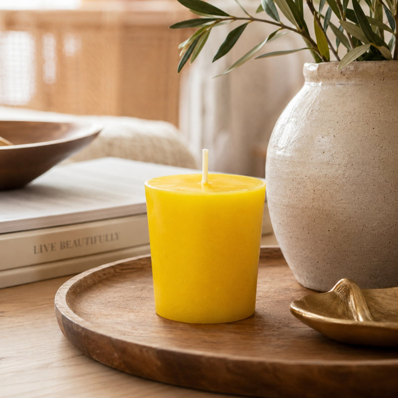 Bougie votive sans parfum Votive, Jaune, Ensemble de 12