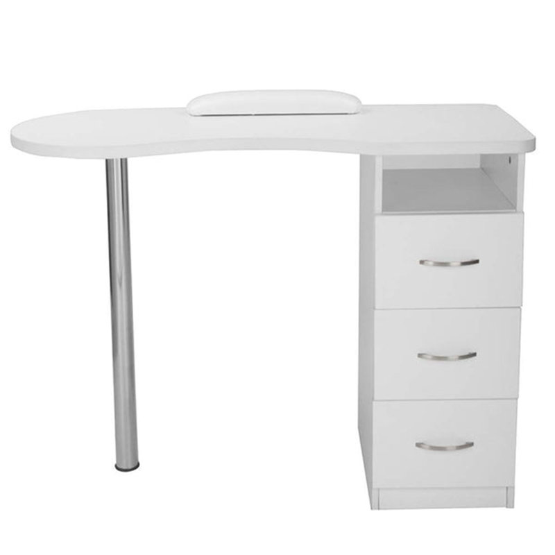 Table de manucure simple à pieds en acier inoxydable, Blanc