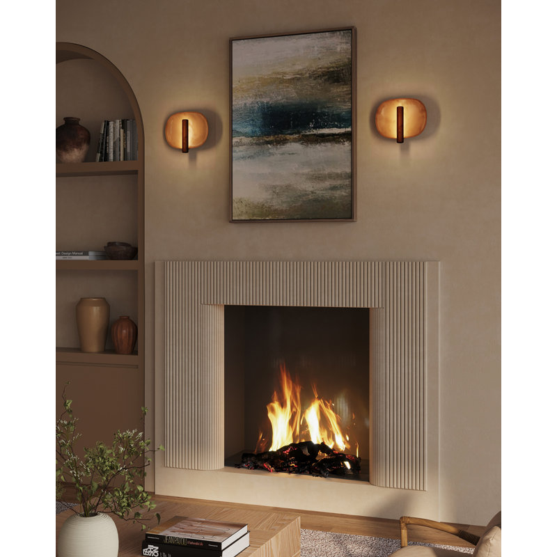Lustre 9-in White dimmable LED Wall Sconce, Antique Brass
