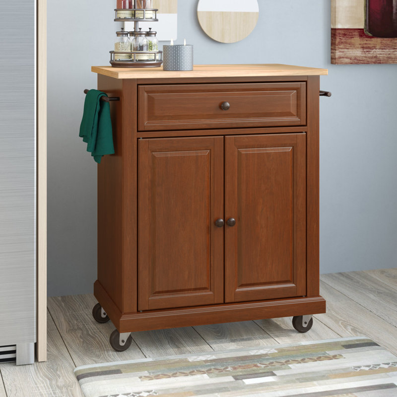 Hedon Wood Kitchen Cart, Vintage Mahogany