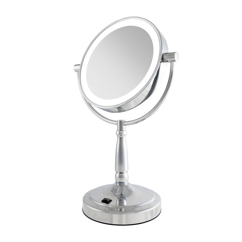 Miroir à éclairage à DEL sans fil grossissant biseauté à double face pour le maquillage ou le rasage Mcelvain, Chrome