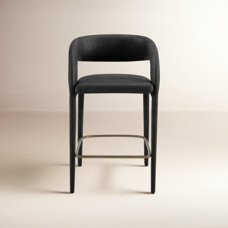 Freestyle 25.6'' Vegan Leather Counter Stool, Black, 25.6''