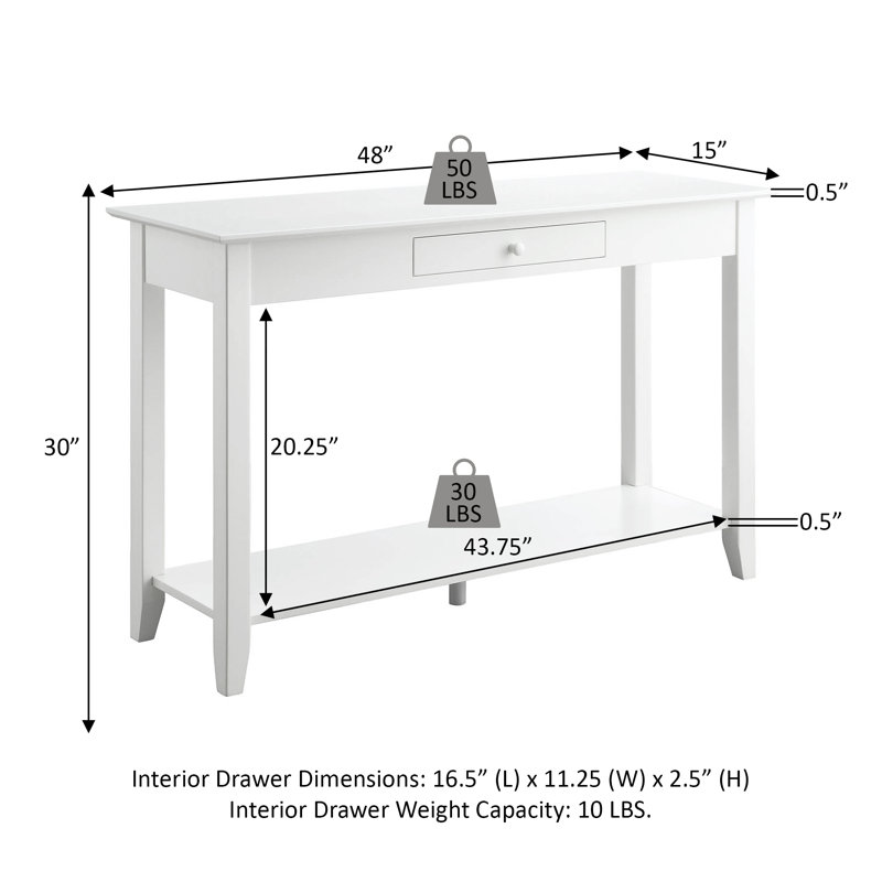 Carbin 48" Console Table with Shelf, Black