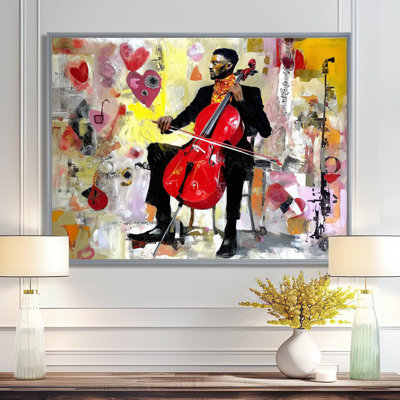 «Talents Graffiti Musician Jazz Music - Music Jazz», reproduction d'art sur toile encadrée rétro rose