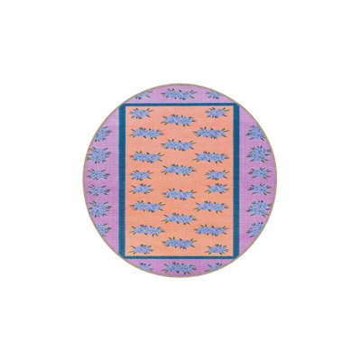 Purple Leaf Embroidered Washable Woven Base Rug