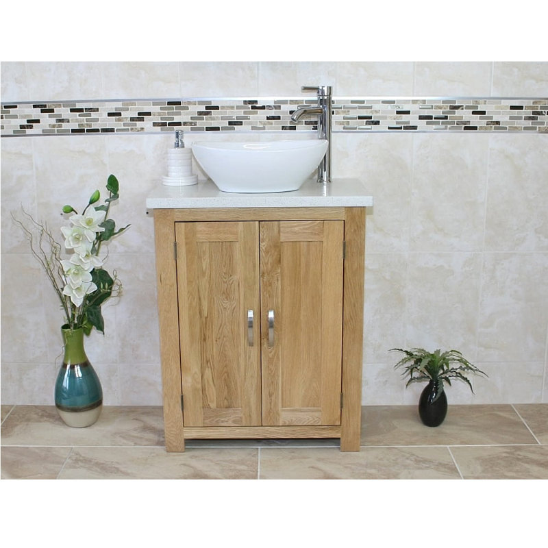 Cournoyer 650mm Single Bathroom Vanity with Vessel Ceramic Basin, White Quartz