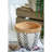 Set Of 2 White And Brown Cement Planters With V Pattern, L:D10x8"  S:D8x6.5"