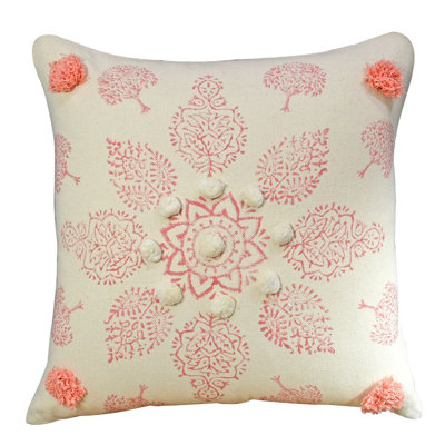 Floral Cotton Throw Pillow