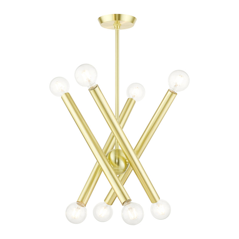 Ruven 8 - Light Modern Linear Chandelier, Satin Brass