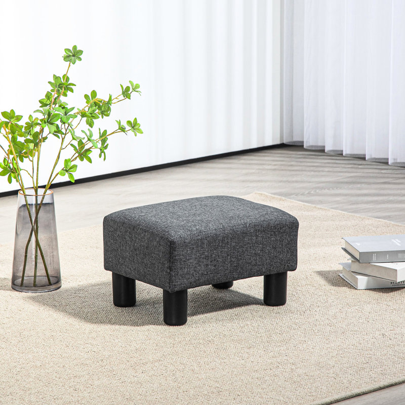 Linen Covered Charcoal Gray Foot Rest, Small For All Interior Designs, Comfortable Rest , Fabric, Seating Option Living Room