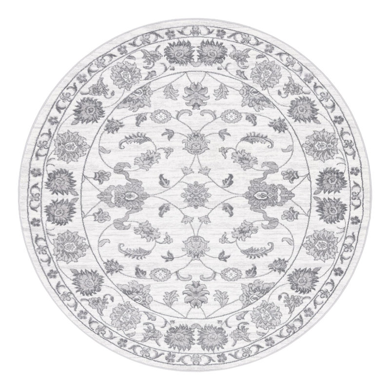 Musselman Rug, Round 5'1", White Gray