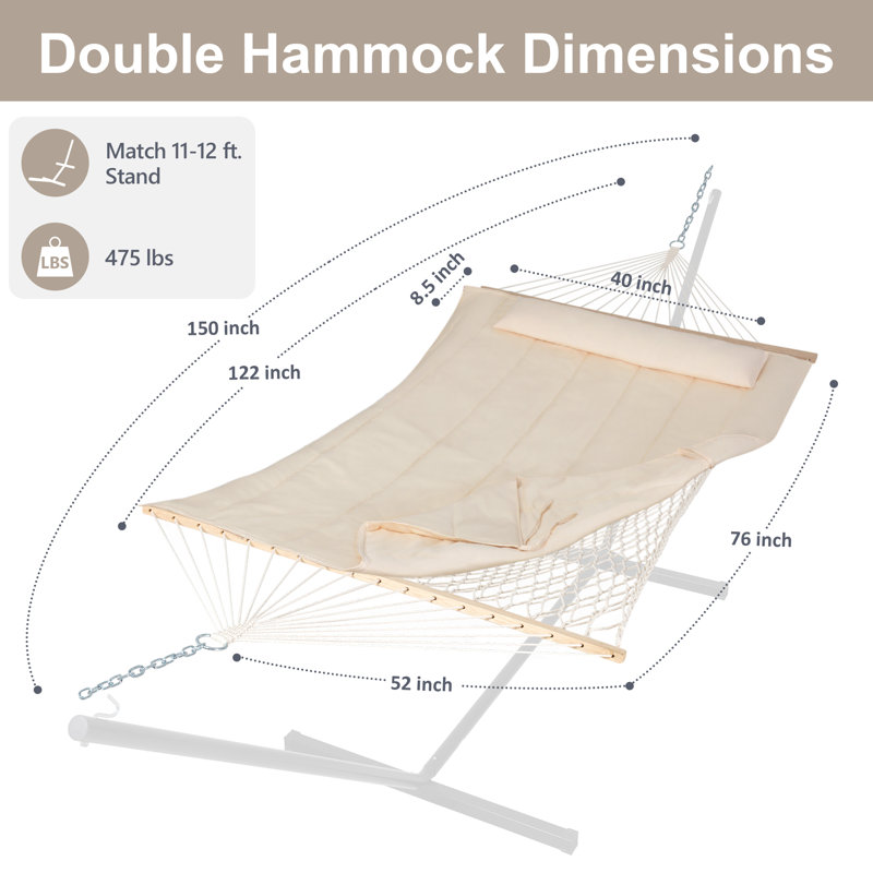 Hamac double à barre d'écartement Volkrad, Beige
