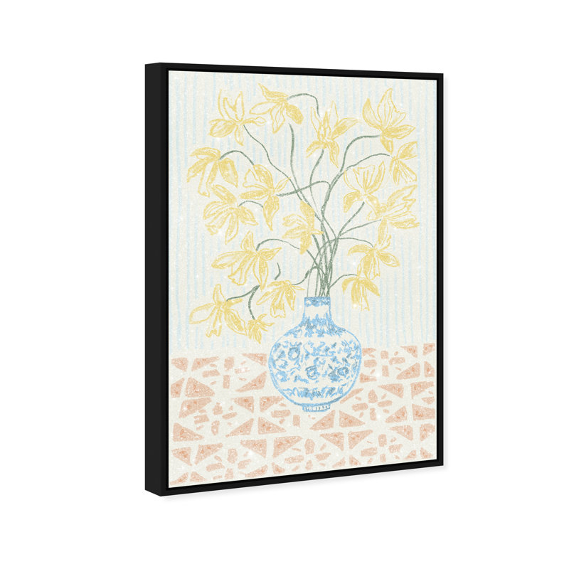 Yellow Iris Summer Print by Oliver Gal, 16"H x 11"W, Black Floater Frame