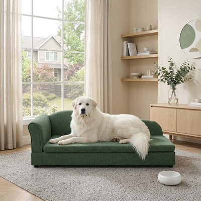 Canapé surdimensionné moderne pour animaux de compagnie de taille moyenne à grande avec dossier ondulé irrégulier Coussin en lin doux pour accoudoirs simples pour le salon
