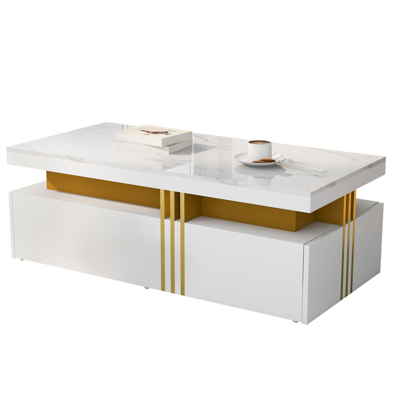 Table basse Selwyn Modern Marble, Blanc