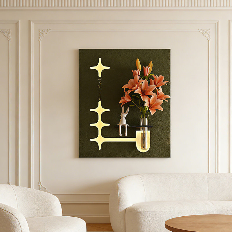 Peinture décorative 29,53 "verte et simple plante verte, H 35,43 po x l 29,53 po x P 2,36 po