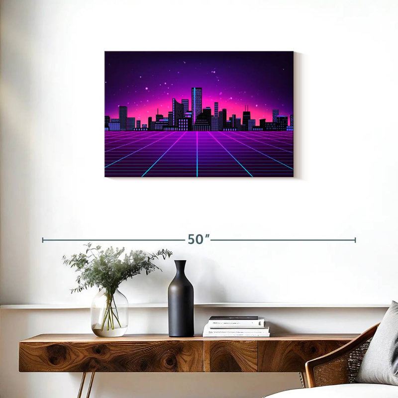 Paysage urbain rétro Sireci, H 20 po x l 30 po