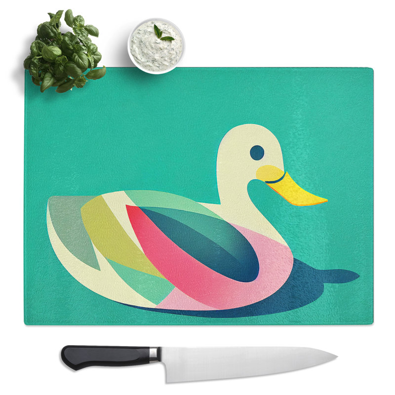 Dramatic Abstract Duck  Glass Chopping Board