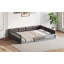 Wood Full Size Upholstered Platform Bed With Guardrail And Pillow