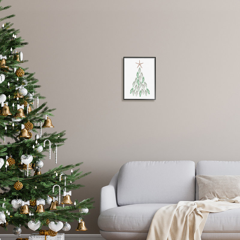 "Flip Flop Beachy Christmas Tree" encadré sur bois par Ziwei Li, impression, Giclée encadrée noir minuit, H 14 po x l 11 po