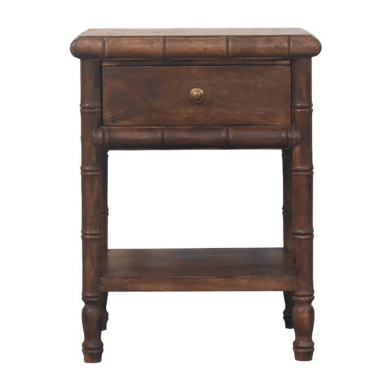 Table de chevet sculptée en bambou