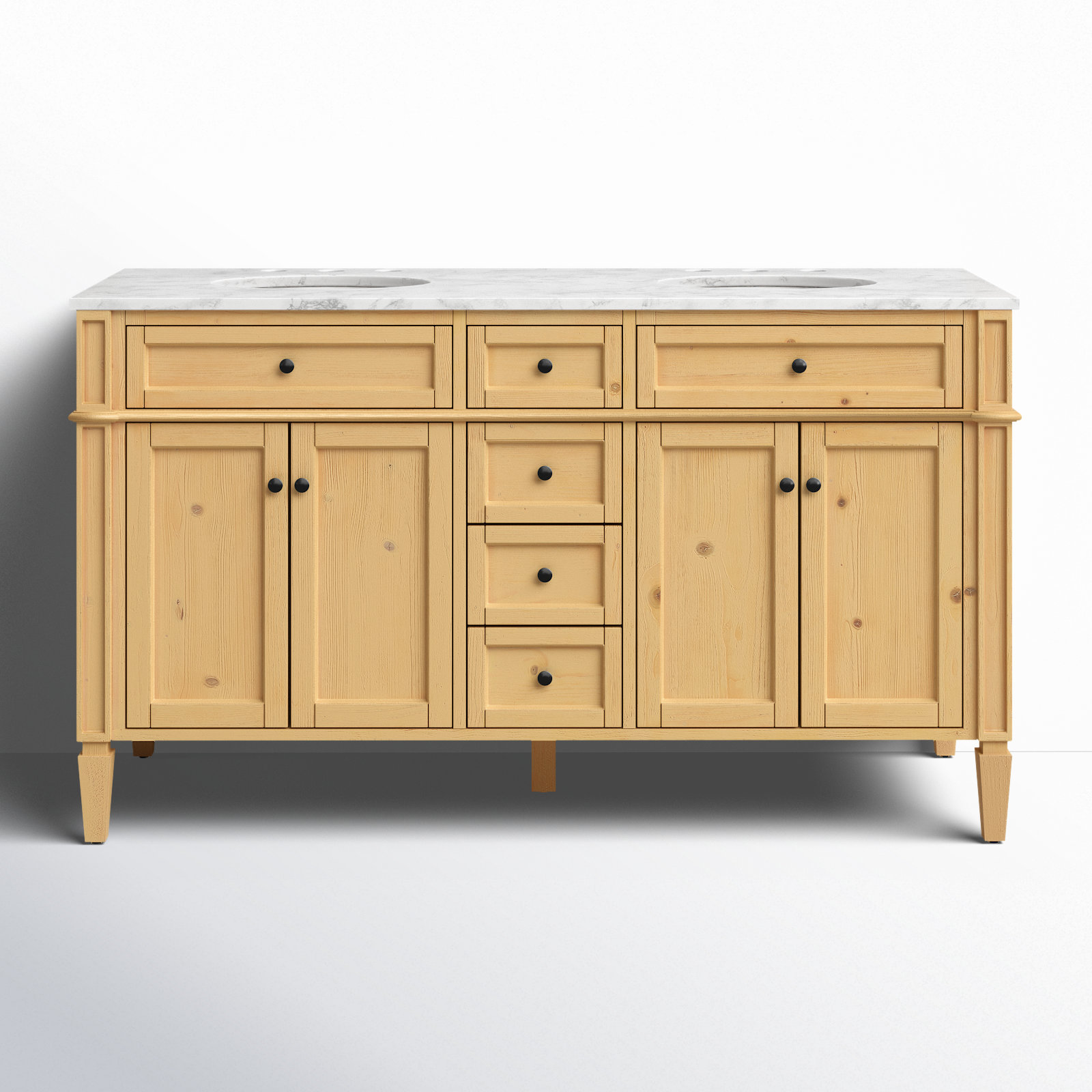 Rivers 60'' Double Bathroom Vanity, Light Brown