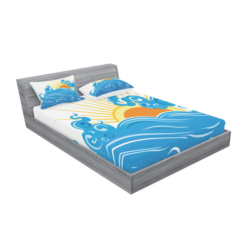 Microfiber Abstract Sheet Set, Queen Sheet Set with Fitted Sheet