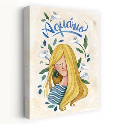 Aquarius Floral Portrait Dreamy Peaceful Serene Lily Portrait Flower Wall Art Print 1 Piece Wrapped Canvas Wall Art