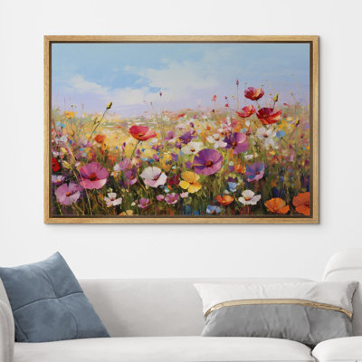 Vibrant Wildflower Colorful Poppy Field Botanical Floral On Canvas Print