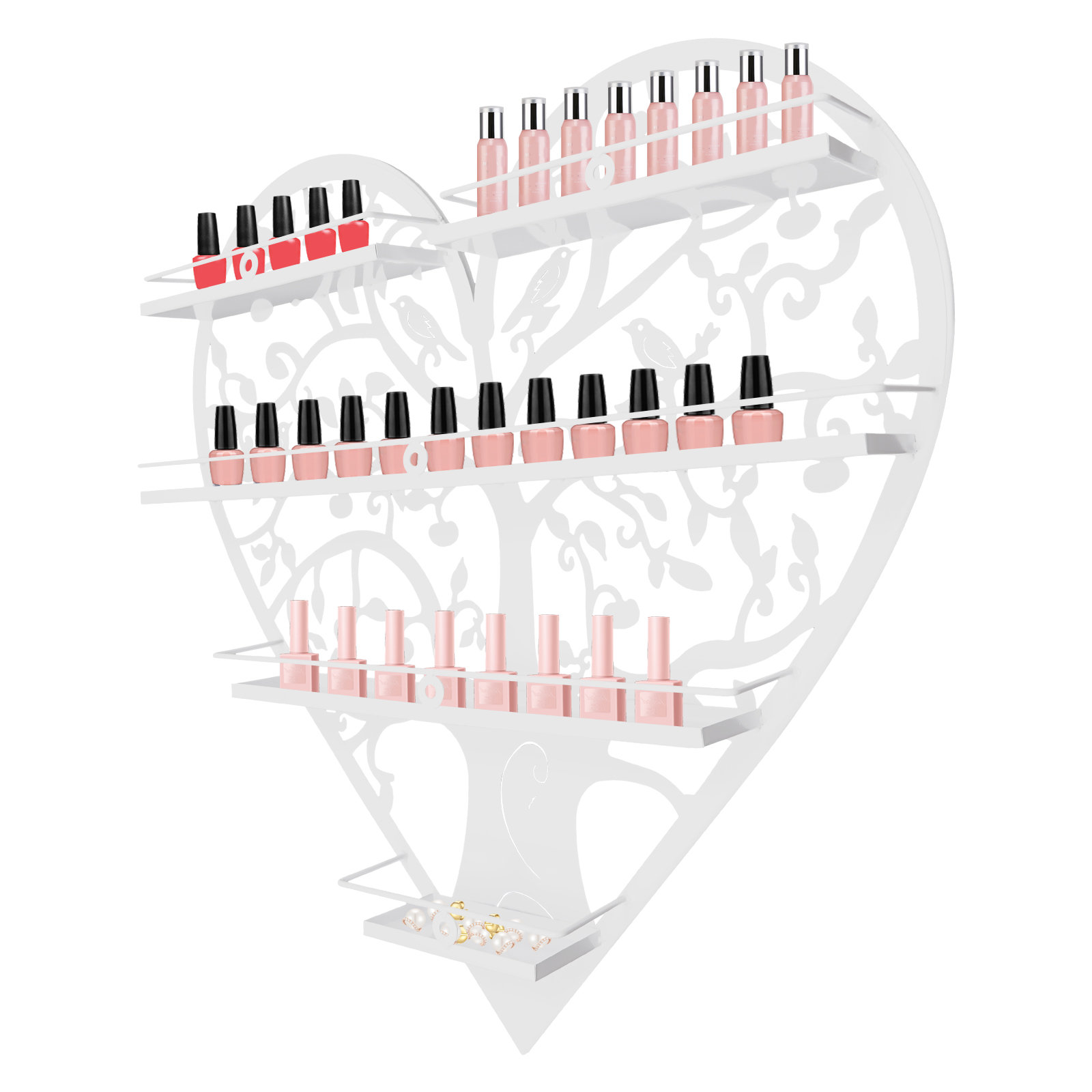 Wildon Home® Wall Mounted Heart Shape Nail Polish Storage Rack | Wayfair