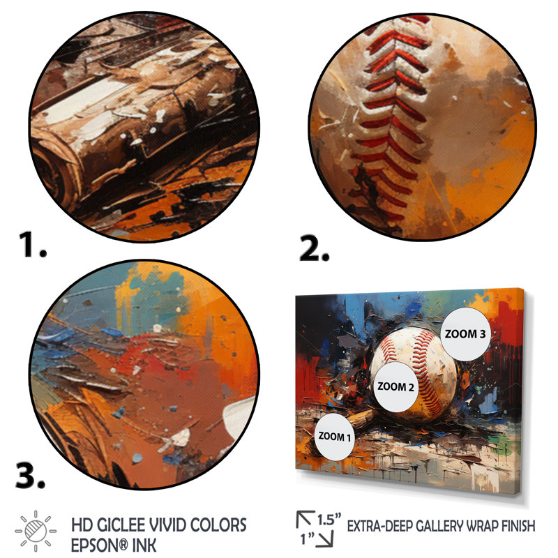 Baseball Collage II - décoration murale baseball sport, H 30 po x l 40 po x P 1,5 po, Sans cadre, Toile tendue