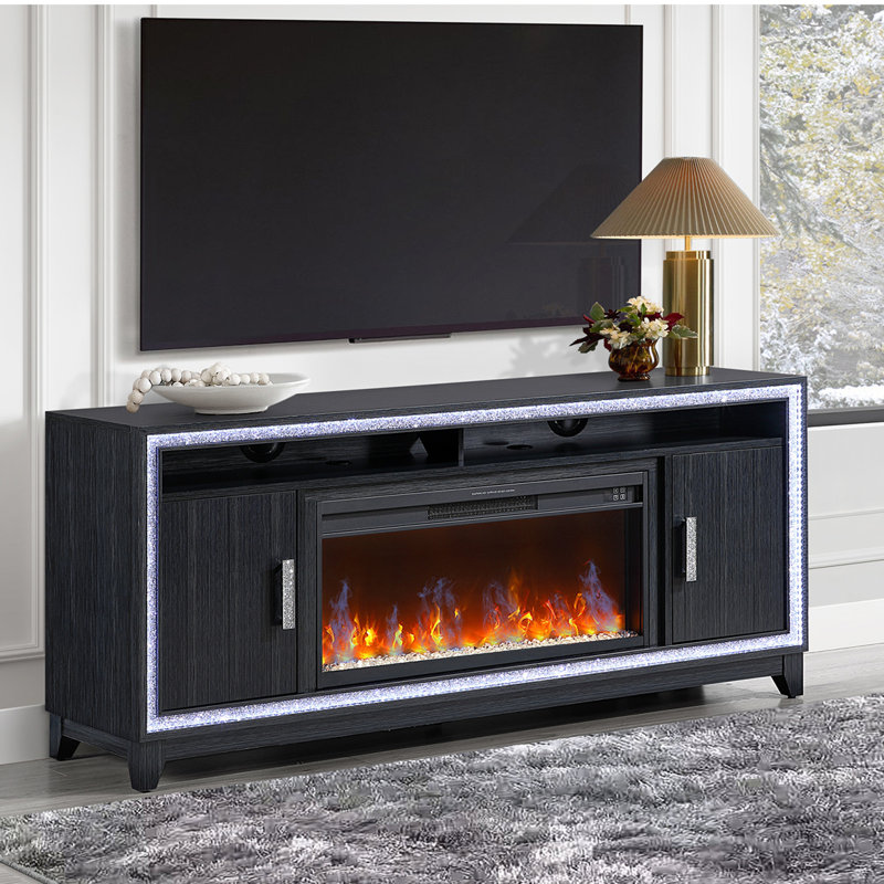 Almera Dark Grey 72 Inch Fireplace, Dark Gray
