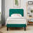(Set of 2) Green Twin Size Upholstered Platform Bed Frame with Adjustable Headboard, No Box Spring Needed-1576754663