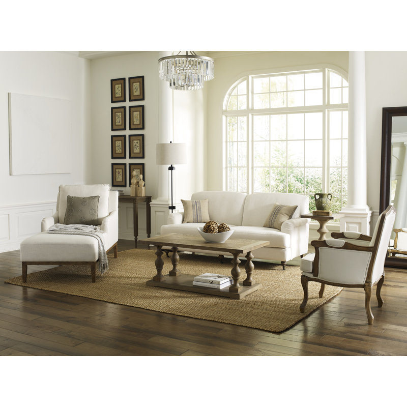 Cream Upholstered Wood Frame Accent Armchair