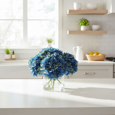 Faux Hydrangea Arrangement in Vase