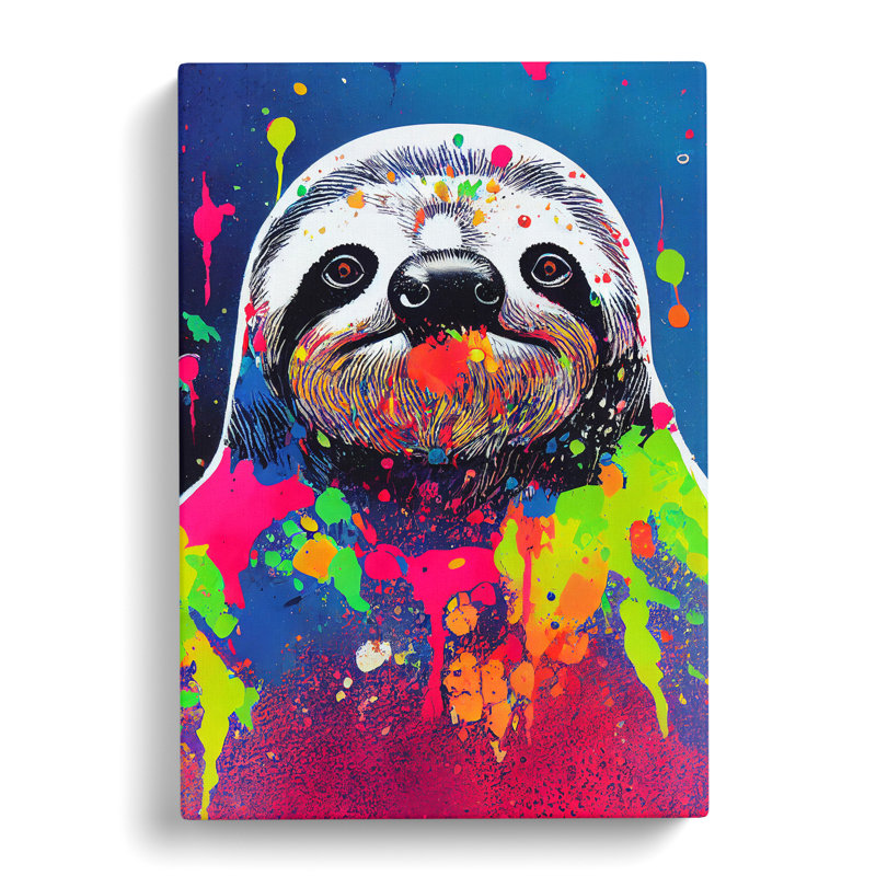Sloth Splatter - Wrapped Canvas, 50cm H x 35cm W x 3cm D